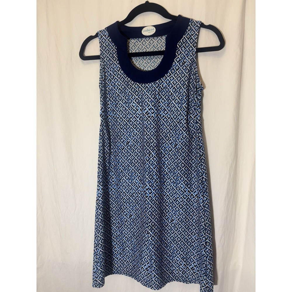 Southwind Apparel Women's Sleeveless Sheath Dress Blue Graphic‎ Print Small V16